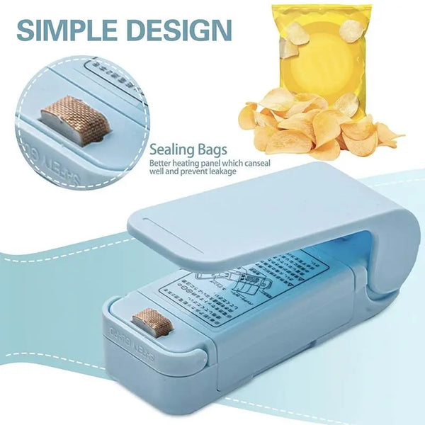 Solid Color Mini Portable Bag Heat Sealer, 1 Piece Mini Heat Sealing Machine, Plastic Package Storage Bag Clip for Food Snack, Kitchen Gadgets Supplies, Home Items