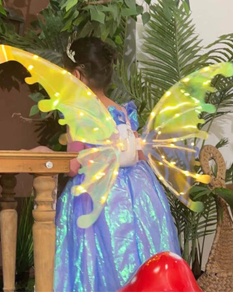 Electric Moving Fairy Butterfly Wings with LED Lights Music Gift for Girls Women Birthday Christmas Halloween Cosplay Dress Up